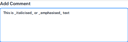 Markdown italics tag